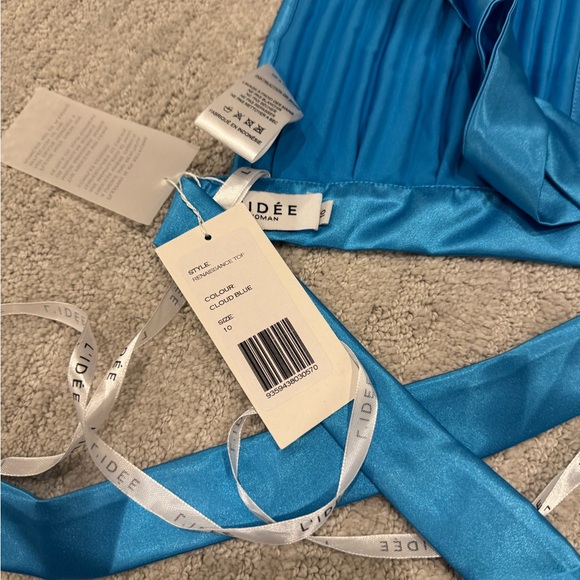 Blue Pleated Women's Top - Picture 3 of 4